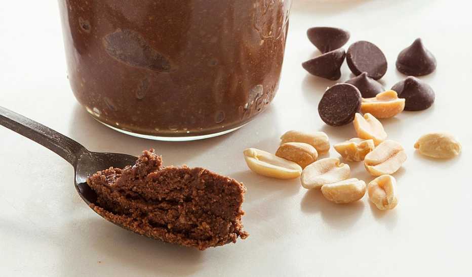 A close-up view of chocolate peanut butter