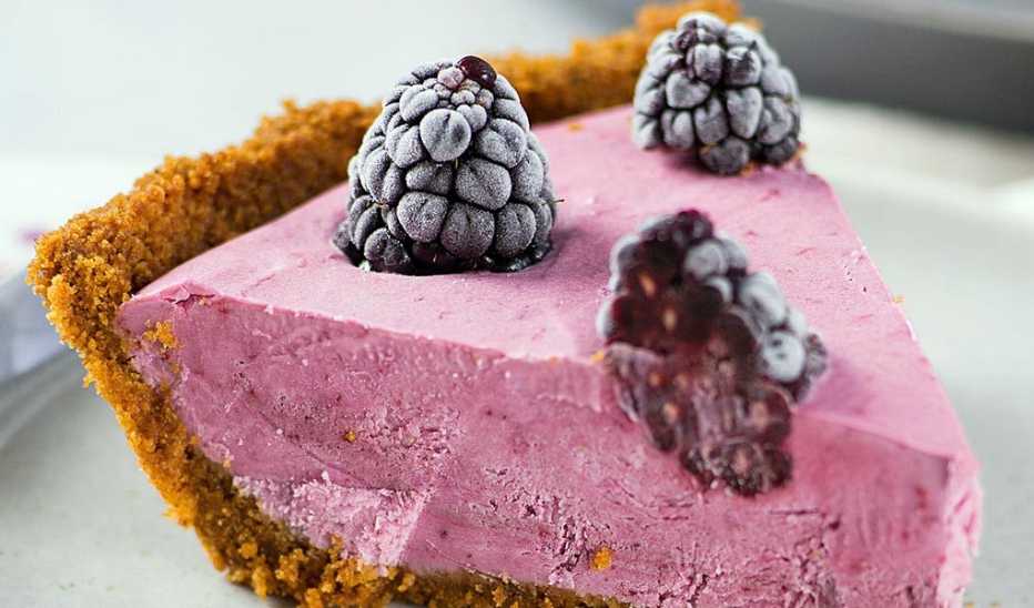 A close-up view of blackberry-lemon ice cream pie A close-up view of blackberry-lemon ice cream pie