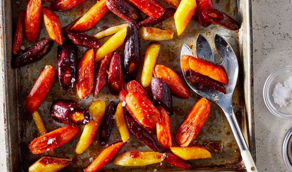 A close-up view of balsamic roasted carrots