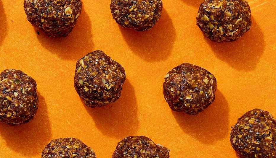 A close-up view of pumpkin spice energy balls