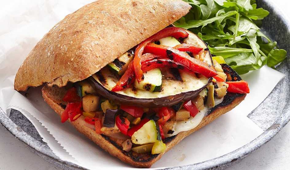 A close-up view of a vegetarian muffaletta on a plate