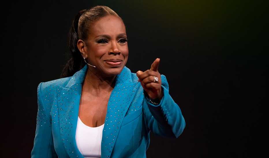 A woman, Sheryl Lee Ralph, speaking on stage at SESSION 12 at TED2023