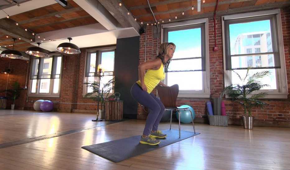 Denise Austin demonstrating mini squats