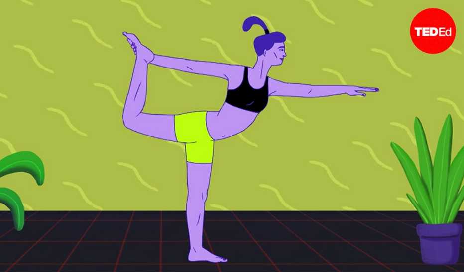 An illustration of a woman doing yoga