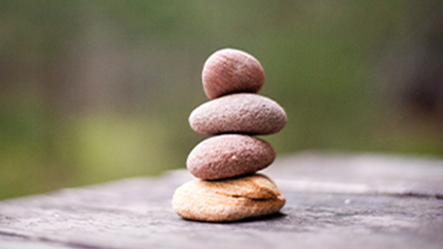 A close-up view of a stack of rocks