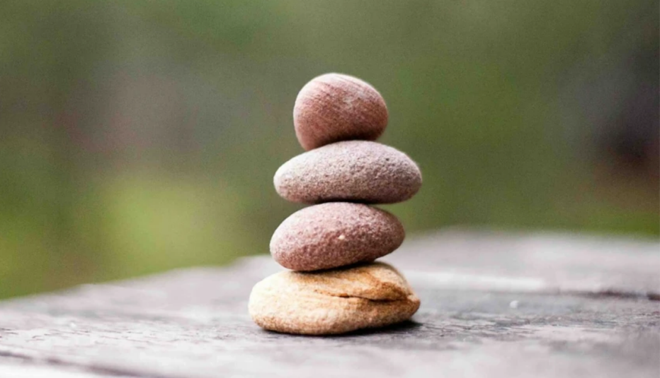 A close-up view of a stack of rocks