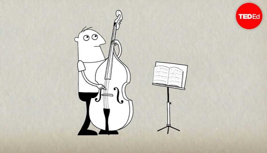 An illustration of a man playing a cello