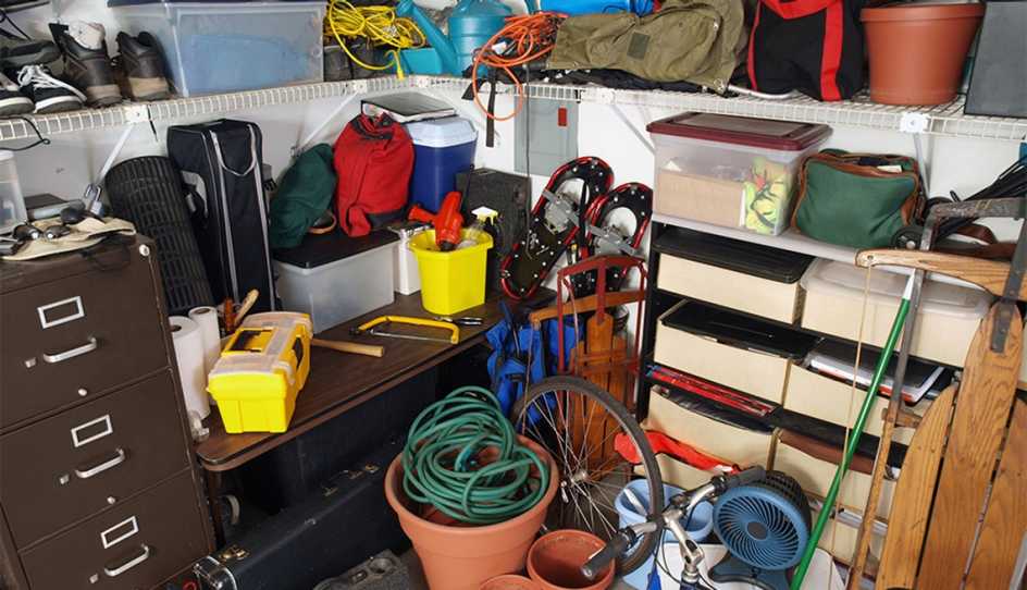 A cluttered area of a person's home